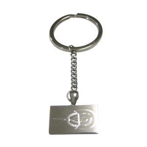 Silver Toned Rectangular Etched Horseshoe Crab Pendant Keychain